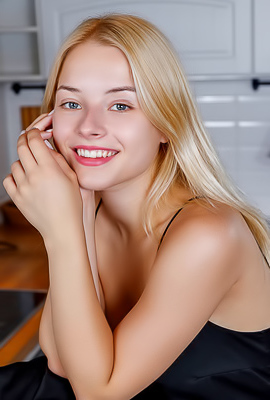 Bianca Bell Voluptuous Blue-eyed Beauty Smiles Naughtily