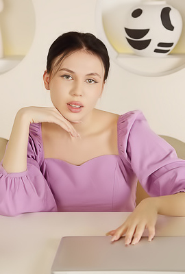Kris Si Entices In Panties While Displaying Perky Nipples And Agile Feet On A Chair Indoors