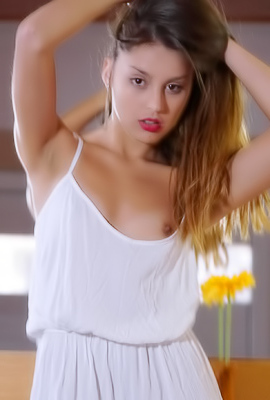 Camnila Shows Off Pierced Nipples And Shaved Pussy On The Table Indoors